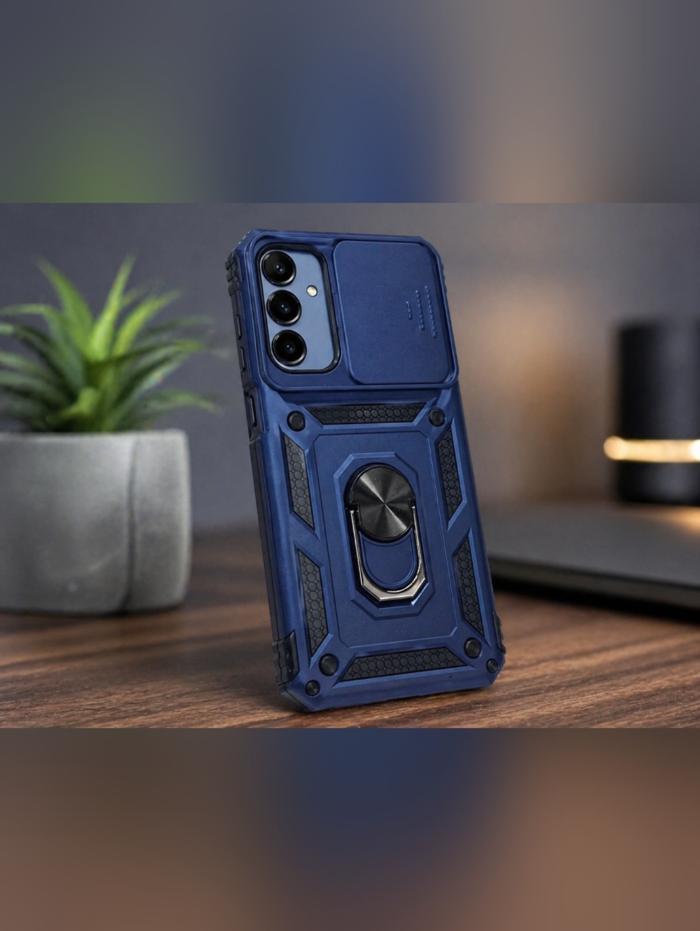 Samsung Galaxy A15 Rugged Armor Case w/ Kickstand Ring & Camera Cover Shockproof